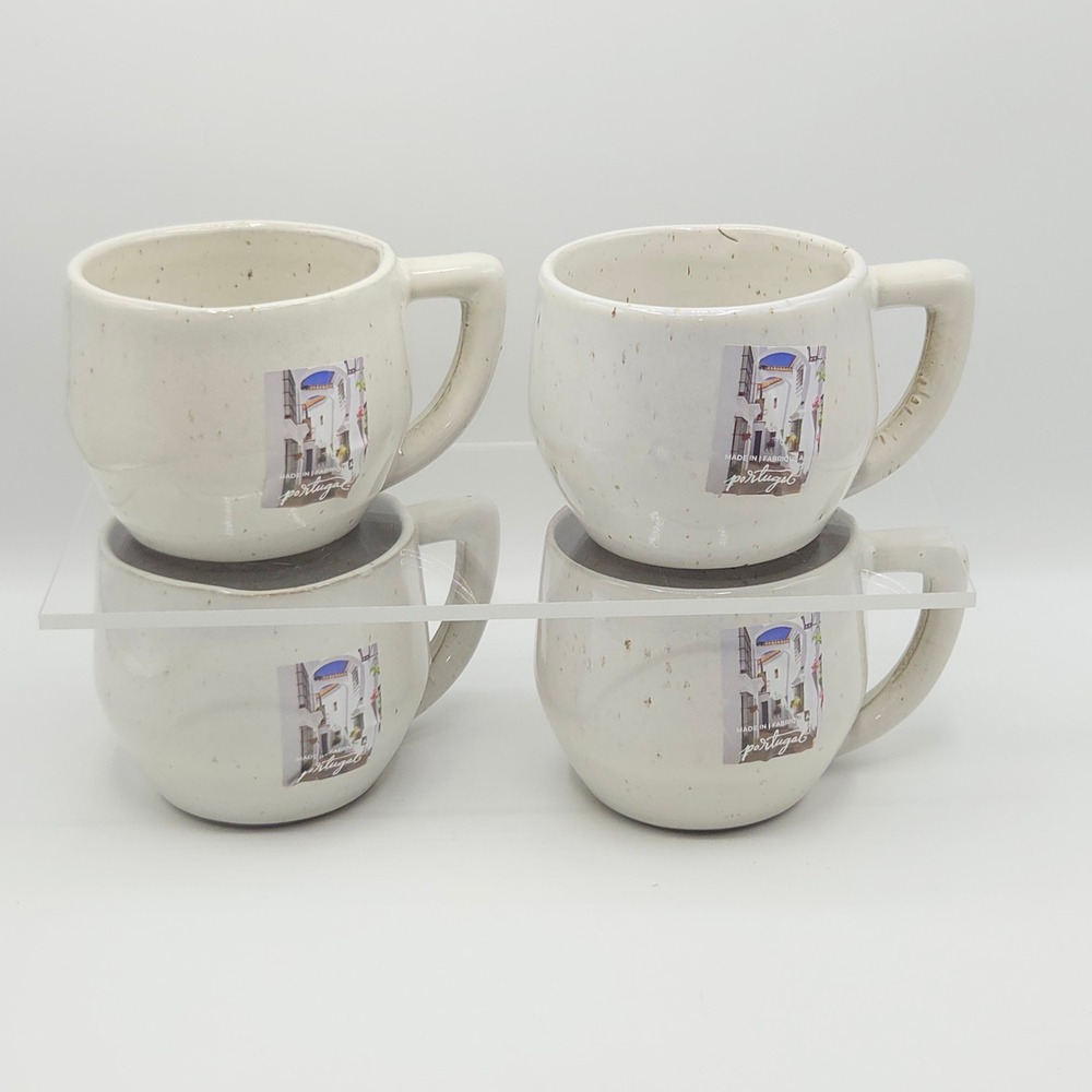Artisan Rustic Coffee Mug Set of 4 Cream  Handmade in Portugal by Sublime